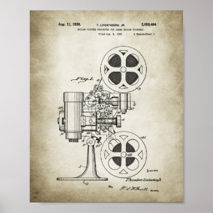 Póster Poster de patentes de proyectores de películas