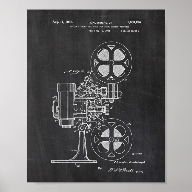 Póster Poster de patentes de proyectores de películas (Frente)