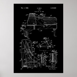 Póster Poster de patentes de registros de vinilo