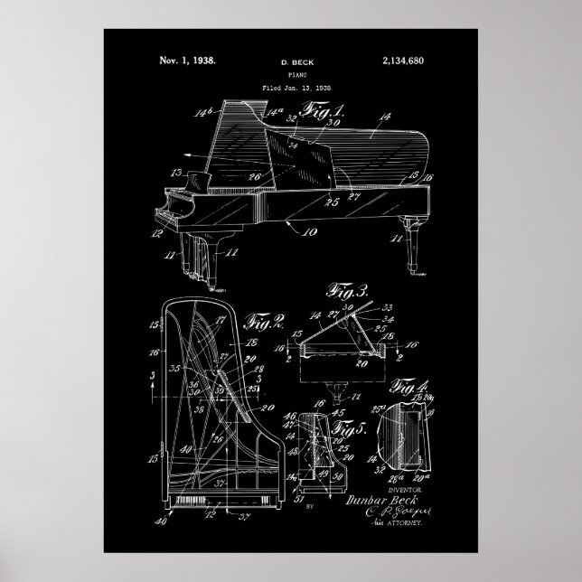 Póster Poster de patentes de registros de vinilo (Frente)
