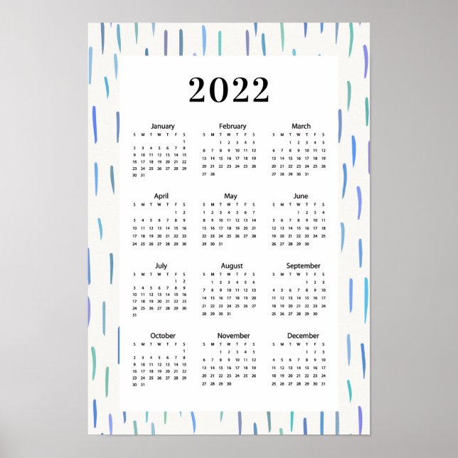 Póster Poster de patrón de calendario 2022 (Frente)