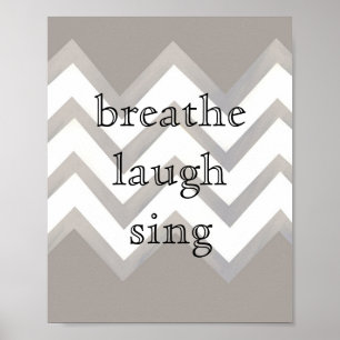 Póster poster de patrón de chevron cita texto gris y blan