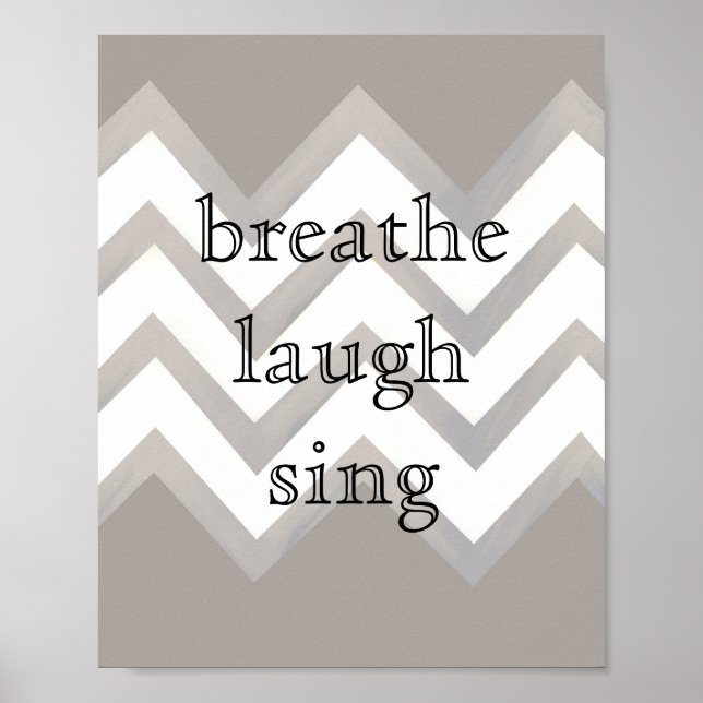 Póster poster de patrón de chevron cita texto gris y blan (Frente)