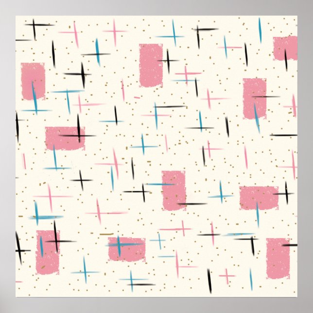 Póster Poster de patrón rosa atómico retro (Frente)