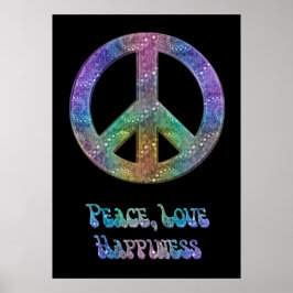 Póster Poster de paz amor felicidad