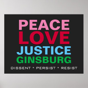 Póster Poster de Peace Love Justice GINSBURG