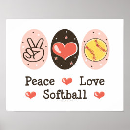 Póster Poster de Peace Love Softball Imprimir