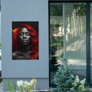 Póster Poster de pelo rojo vibrante con salpicadura de co