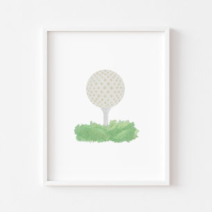 Póster Poster de pelota de golf acuarela