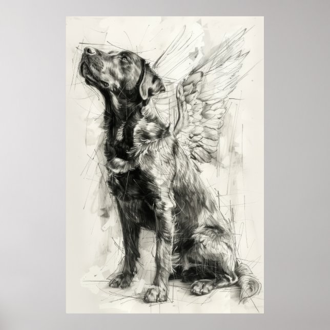 Póster Poster de perfil de canina celestial con alas ánge (Frente)