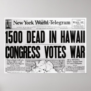 Póster Poster de periódico de la Segunda Guerra Mundial