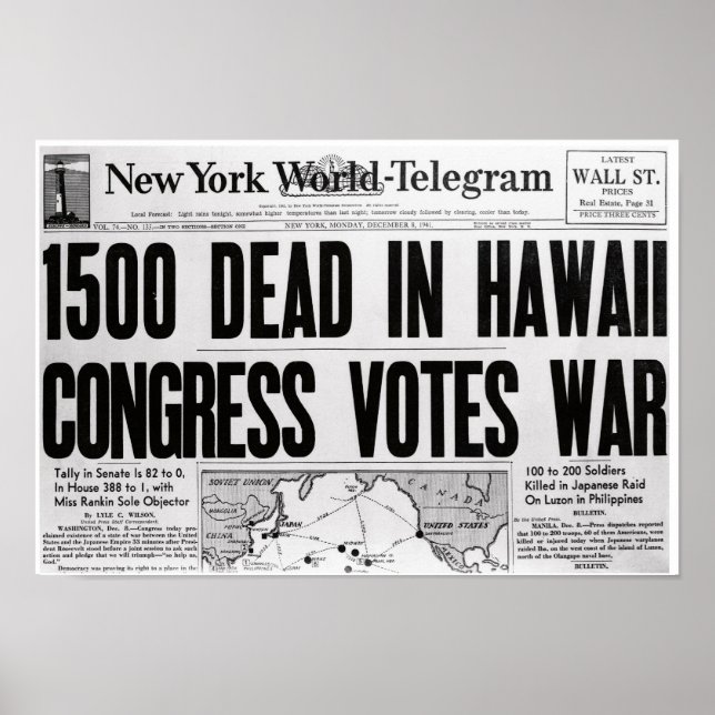 Póster Poster de periódico de la Segunda Guerra Mundial (Frente)