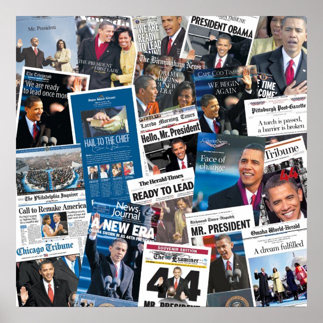 Póster Poster de periódico inaugural de Obama (Frente)
