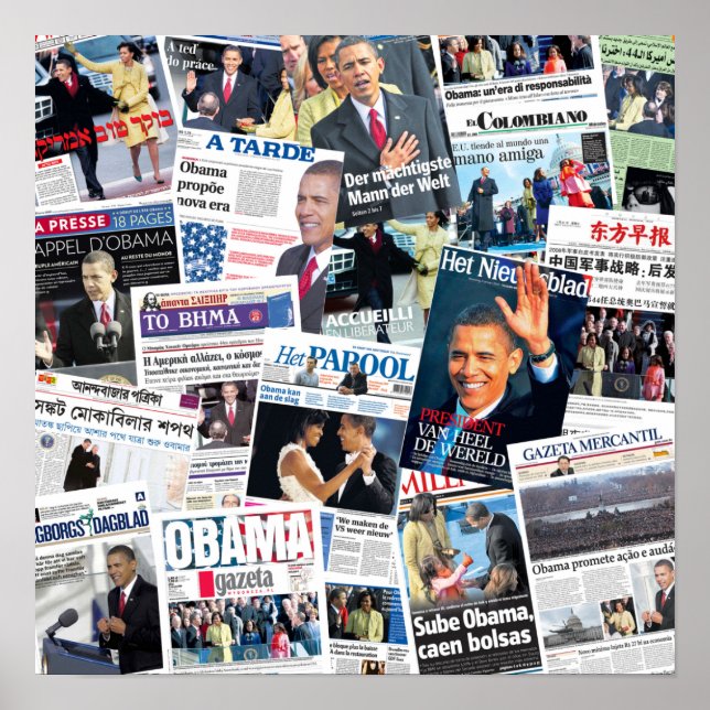 Póster Poster de periódico internacional inaugurado por O (Frente)