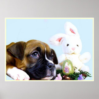 Póster Poster de perritos de boxeo de Pascua