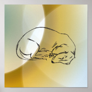 Póster Poster de perro Dachshund durmiendo