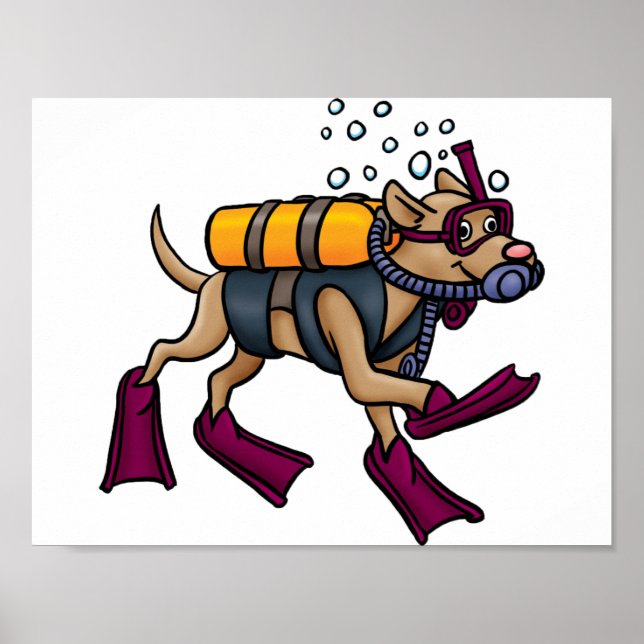 Póster Poster de perro de buceo de Scuba (Frente)