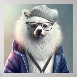 Póster Poster de perro esquimal estadounidense Hipster