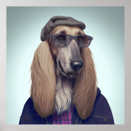 Póster Poster de Perro Hipster de Hound Afgano