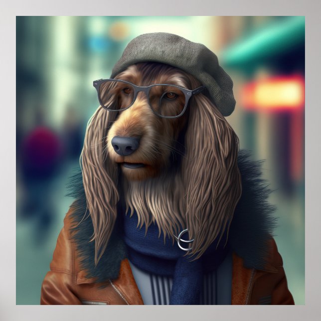Póster Poster de Perro Hipster de Hound Afgano (Frente)