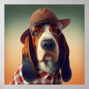 Póster Poster de perro Hipster del montón base