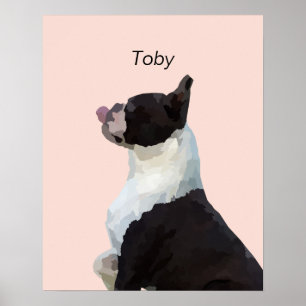 Póster Poster de Perro Terrier de Boston con acuarela per