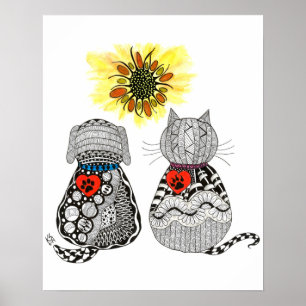 Póster Poster de perro y gato 16' x 20"