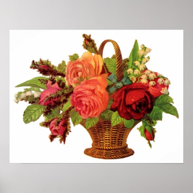 Póster Poster de Personalizable de cesta de Rosa (Frente)