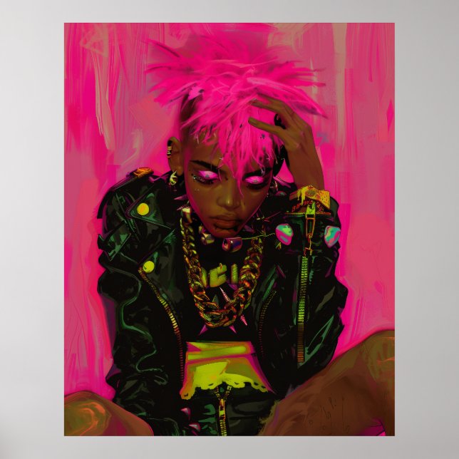 Póster Poster de Personalizable de graffiti de Punk rosa  (Frente)