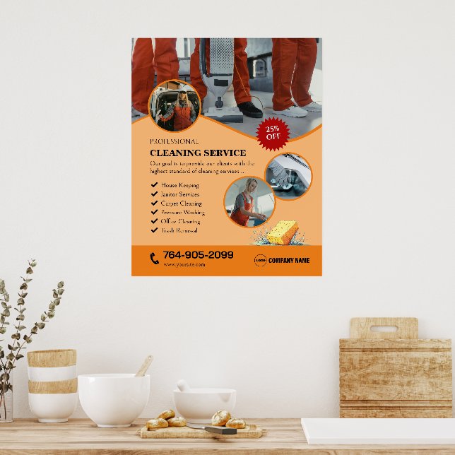 Póster Poster de Personalizado de Servicios de limpieza d (Cocina)