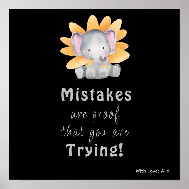 Póster Poster de personalizado motivacional de elefante c (Frente)