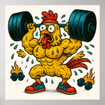 Poster de Pesos de Levantamiento de Pollo Buff