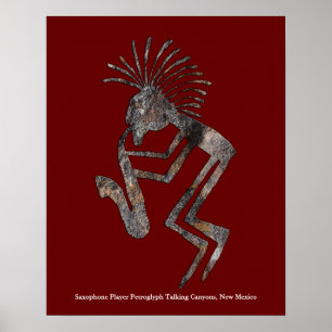 Póster Poster de Petroglifo jugador saxofón