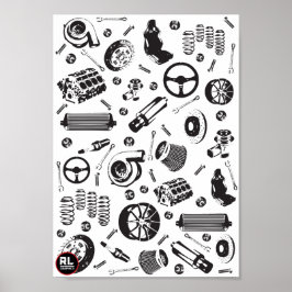 Póster Poster de piezas de automóvil