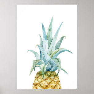 Póster Poster de piña acuarela
