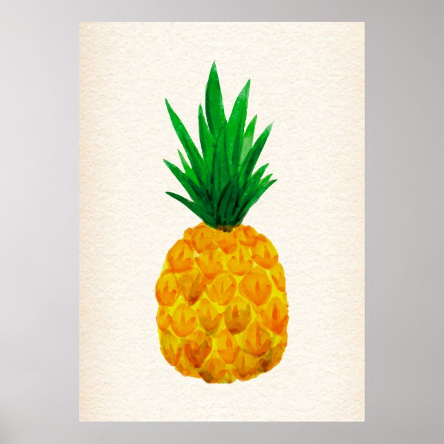 Póster Poster de piña acuarela (Frente)