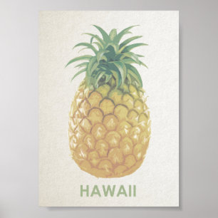 Póster poster de piña retro hawaiano