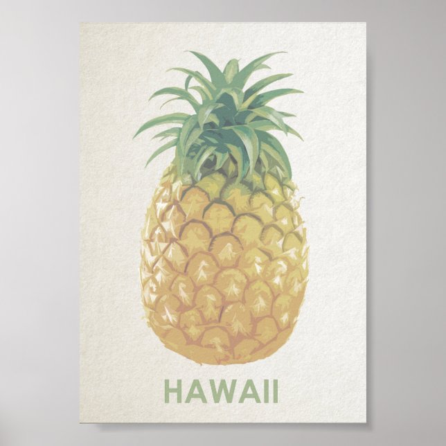 Póster Poster de piña retro ventilado de Hawaii (Frente)