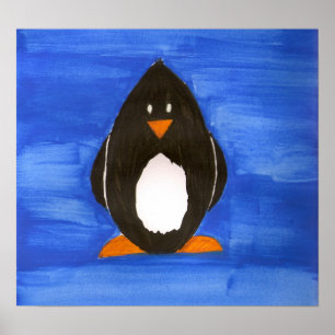 Póster Poster de pingüino acuarela