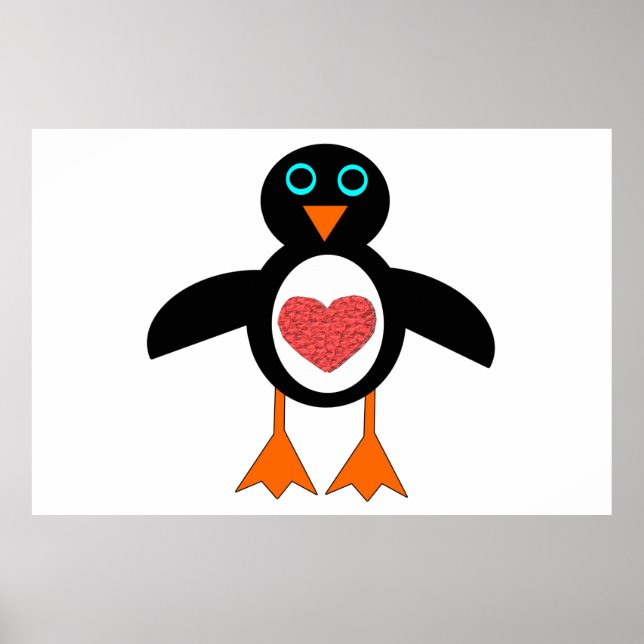Póster Poster de Pingüino de Corazón de Amor (Frente)
