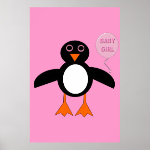 Póster Poster de pingüino rosado
