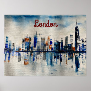 Póster Poster de pintura abstracta de London City Skyline