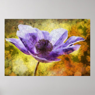 Póster Poster de pintura acrílica de flores de anémona ma