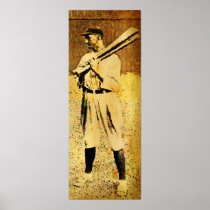 Póster Poster de pintura al óleo de un jugador de béisbol