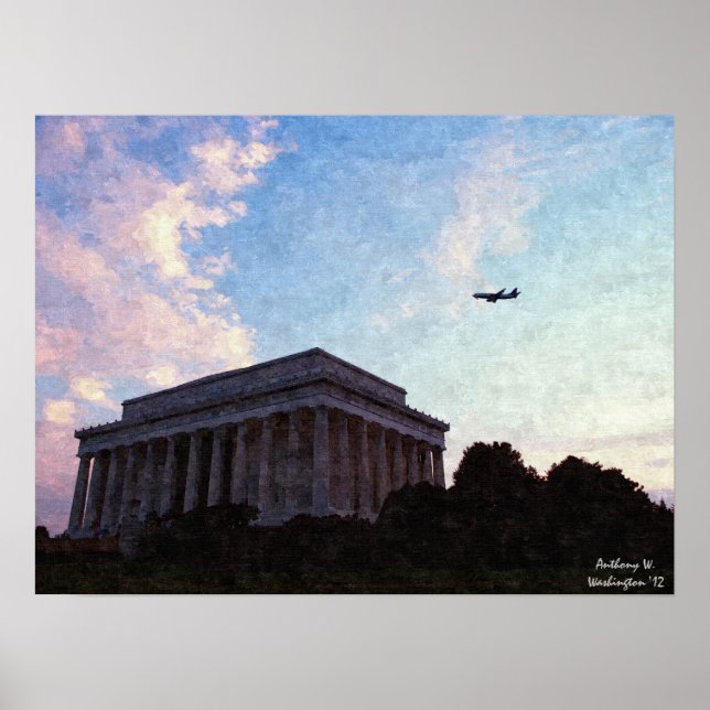 Póster Poster de pintura al óleo Lincoln Memorial (Frente)