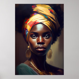 Póster Poster de pintura al óleo para retrato de mujer af