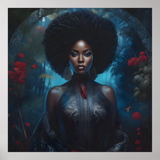 Póster Poster de pintura al petróleo afroamericano de una