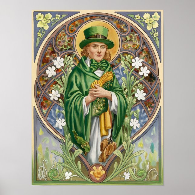 Póster Poster de pintura Art Nouveau del Día de San Patri (Frente)