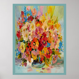 Póster Poster de pintura de aceite de flores