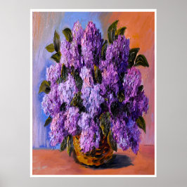 Póster Poster de pintura de aceite de flores de Lilacs
